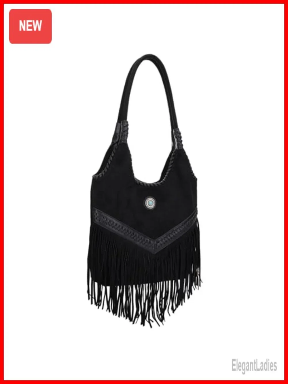 Suede Fringe Hobo Bag with CCW Pocket, Top Handle Tote Shoulder Bag